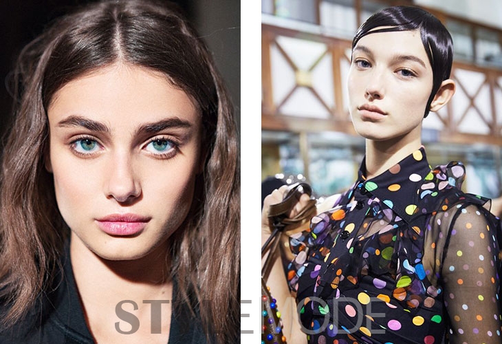 大地色眼影和韩系眼影,一字眉眼妆