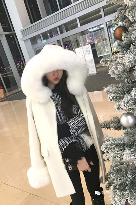 纯棉加绒加厚连帽中长外套 (红色羊角扣毛呢夹棉外套)