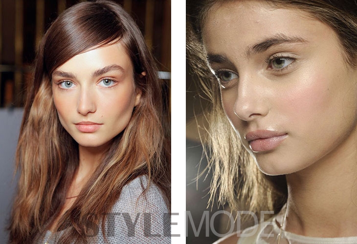 大地色眼影和韩系眼影,一字眉眼妆