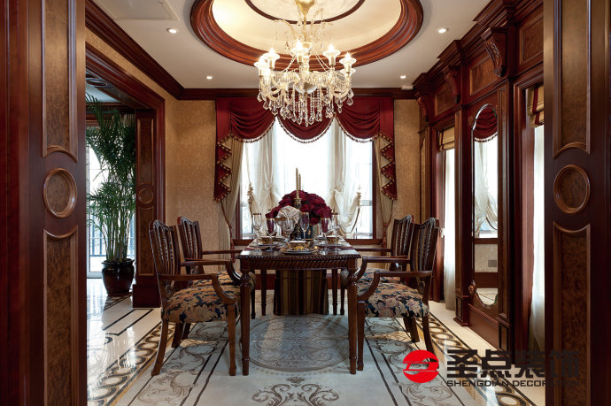 上山间别墅装修效果图,140平米美式轻奢别墅设计图