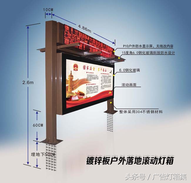 户外宣传栏led显示屏,led显示屏广告灯箱