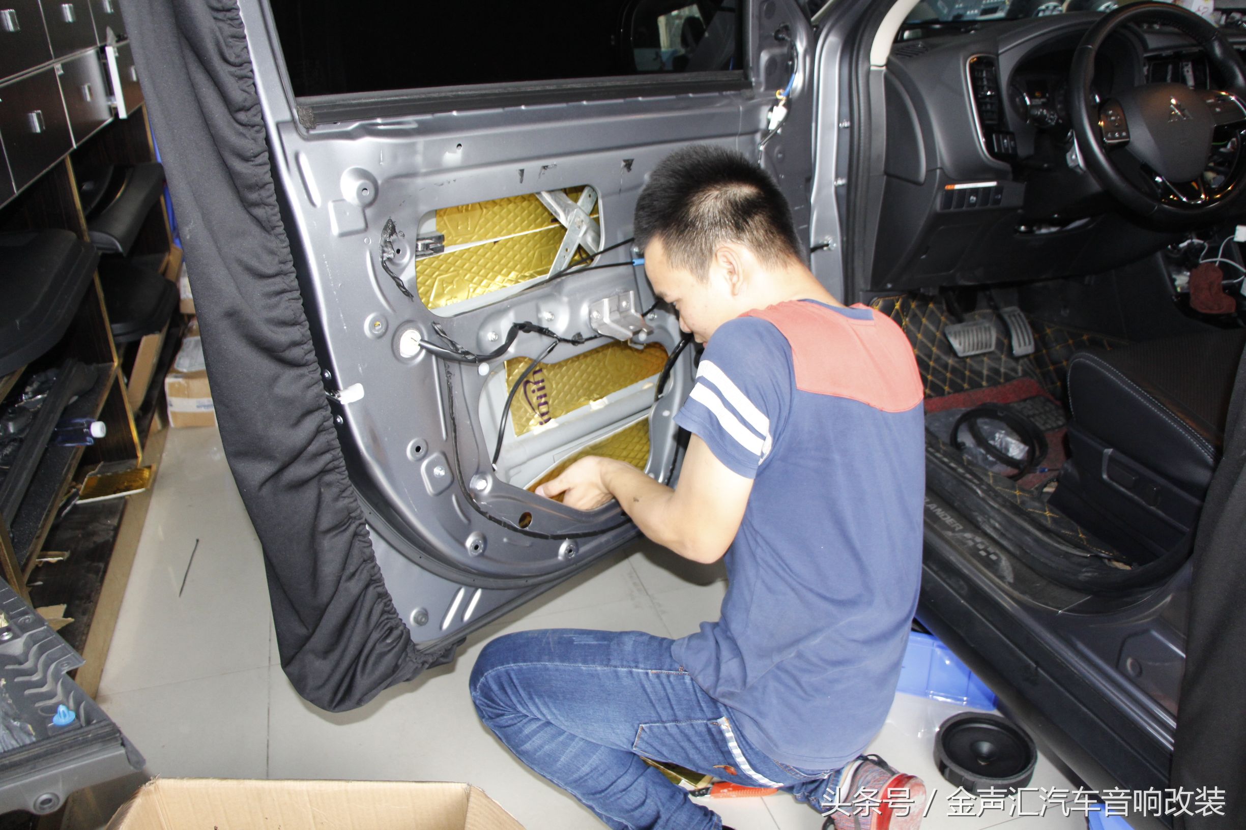 三菱欧蓝德音响拆车件升级,欧蓝德音响拆车件