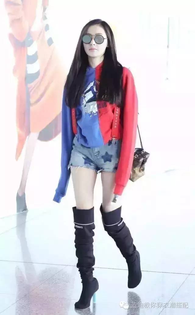 杨幂下衣消失搭配长筒靴,杨幂过膝靴里都穿了啥