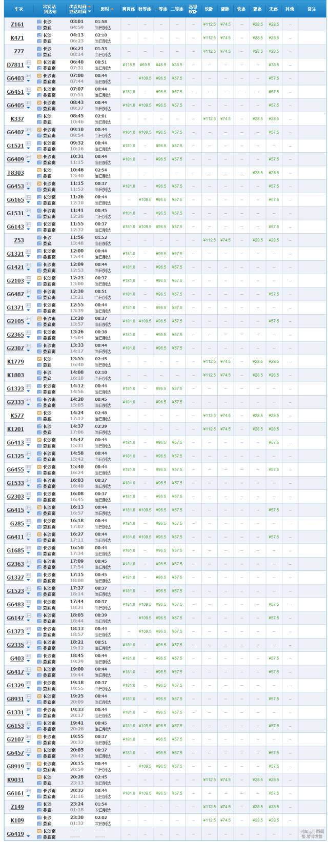 长沙至常德高铁时刻表查询,最新长沙至广州高铁时刻表