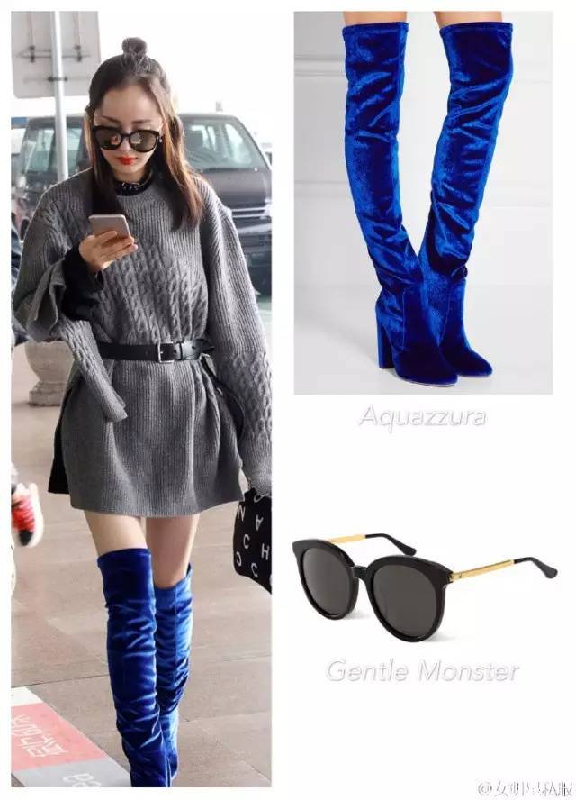 过膝靴杨幂,杨幂穿黑色过膝长靴街拍