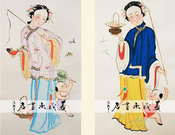 天津门神年画,年画门神一对图片