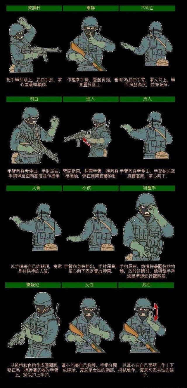 特种战术手语,特种作战手语作用