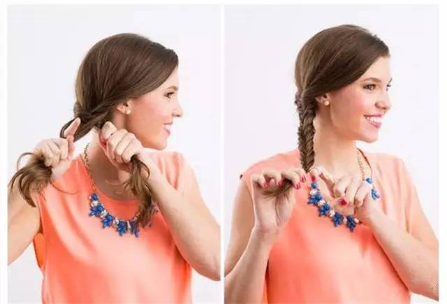 鱼尾辫教程慢动作中长发,鱼尾辫半披发