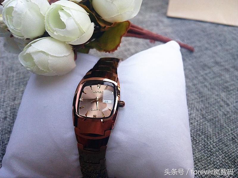 钨金双日历女表,钨钢防水简约女表