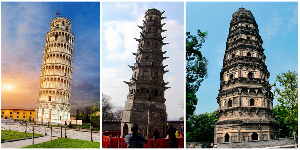 虎丘千年斜塔全景图,打卡世界第二大斜塔虎丘塔