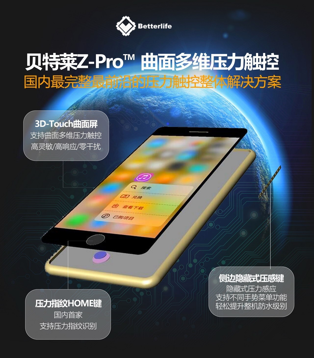 贝特莱国内首款Z-Pro™曲面多维压力触控震撼发布