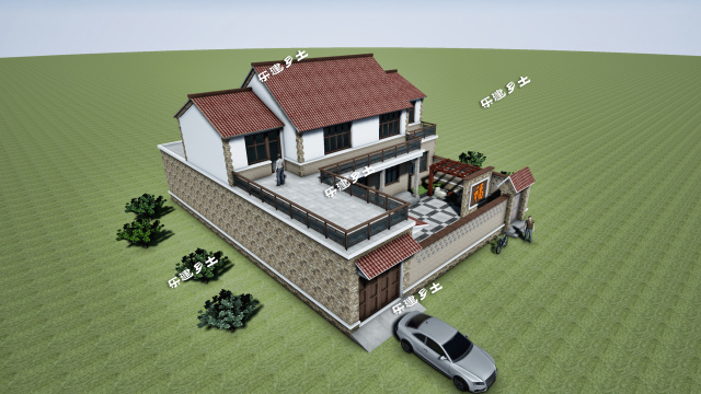 17x21米二层传统前、后合院式布局新民居设计全套图纸