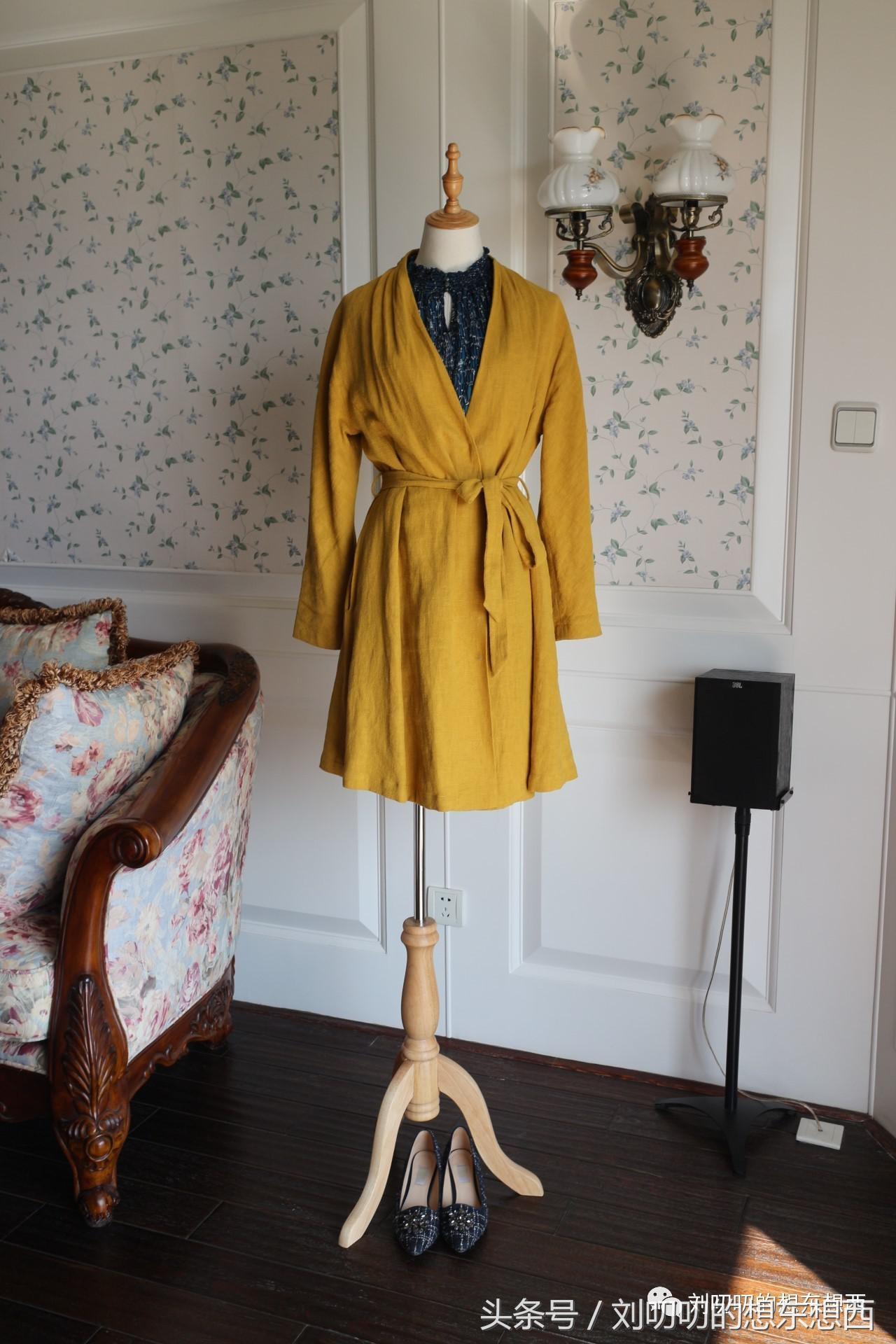 短款连衣裹裙外搭外套,裹裙一片式双面穿