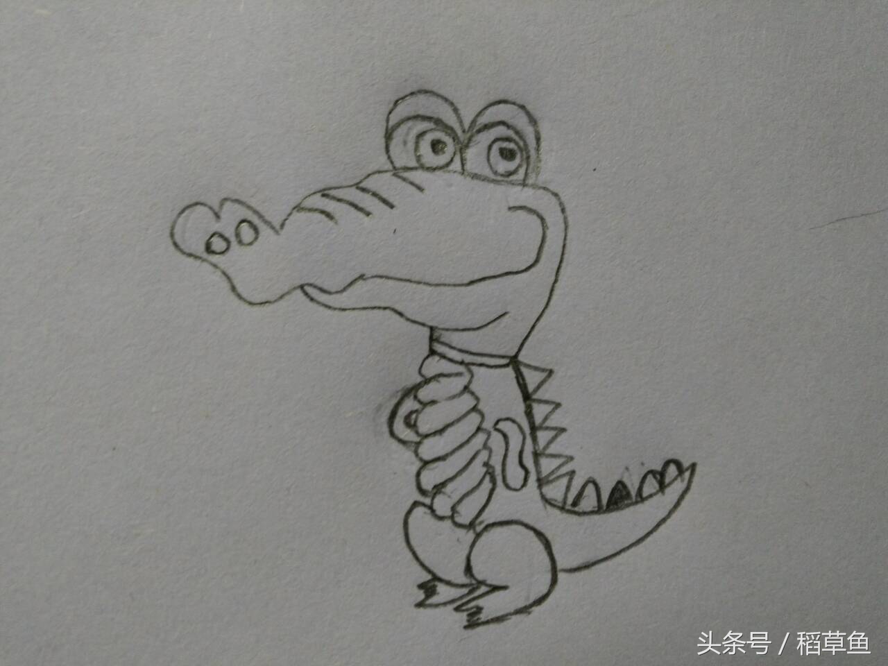 简笔画可爱卡通人物鳄鱼,画画鳄鱼超简单的简笔画