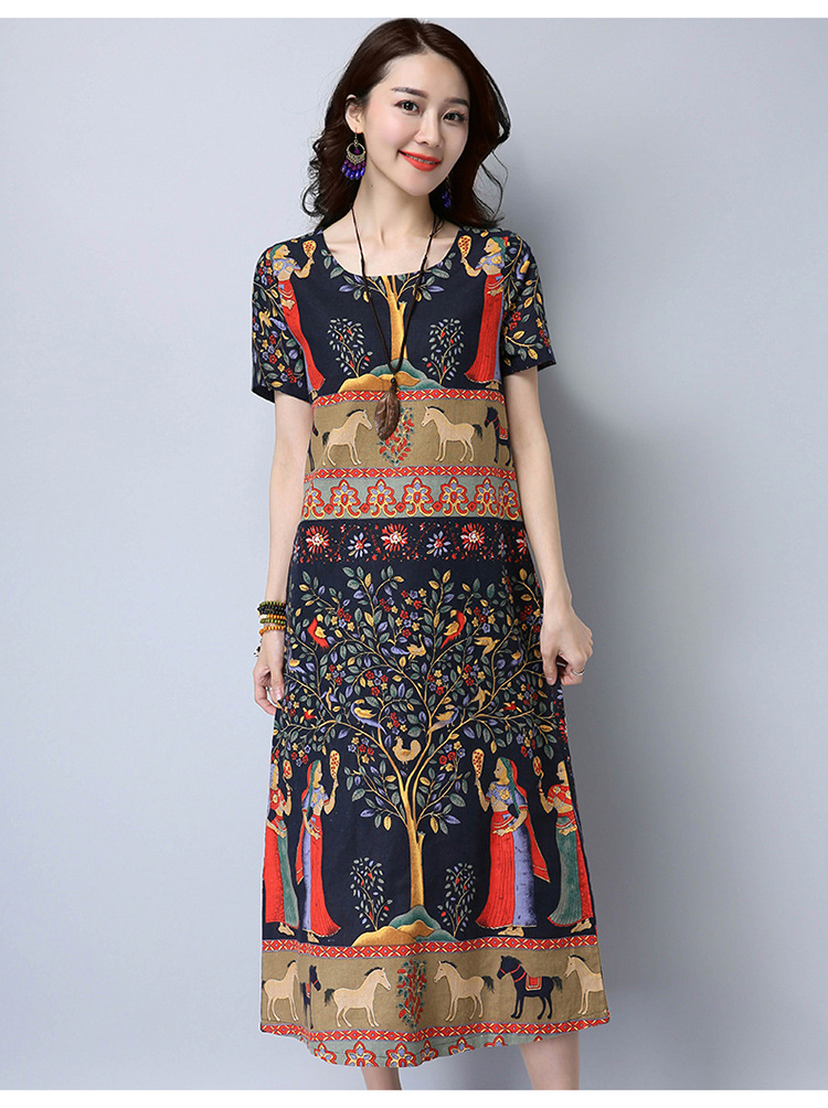 充满韵味，让人向往的民族风棉麻长裙