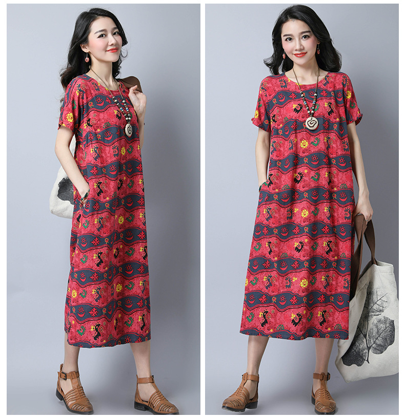 充满韵味，让人向往的民族风棉麻长裙