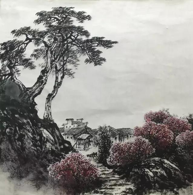 曾刚彩墨山水画技法60分钟视频,曾刚彩墨山水构图示范