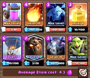 皇室战争克隆法术卡组没有传奇卡,皇室战争中带雷电法术的卡组