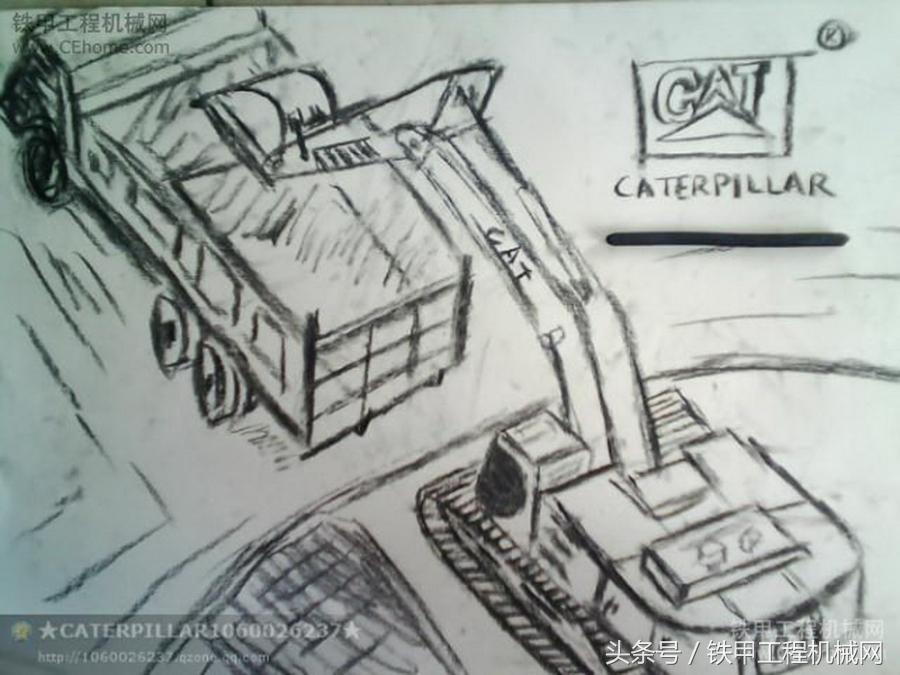 大学生酷爱画挖掘机作品让人震撼！