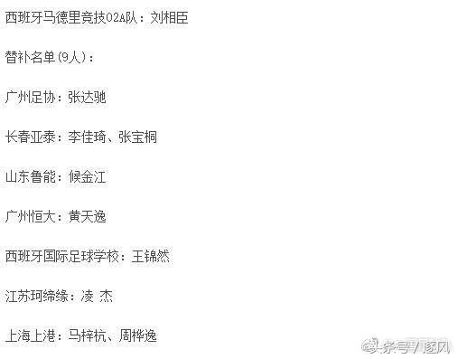 国少队u16恒大11人,u16国少最新集训名单