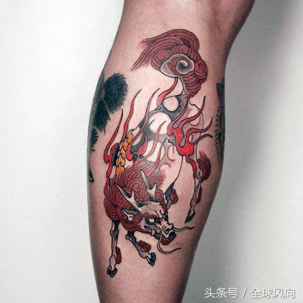 麒麟上云纹身图片大全,麒麟的纹身图案大全