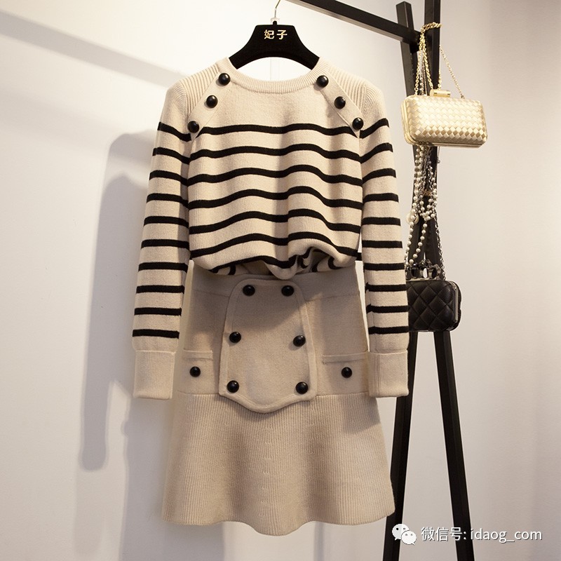 秋冬针织裙套装时髦,慵懒风针织套装裙
