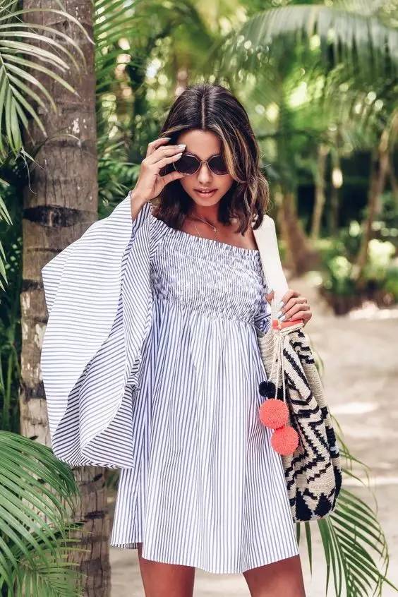 夏季仙女一字肩,一字肩夏季仙女