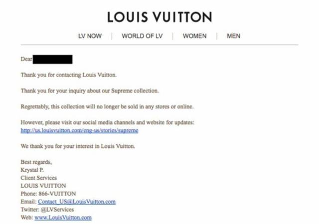 lv和supreme合作款牛仔,lv耍大牌事件