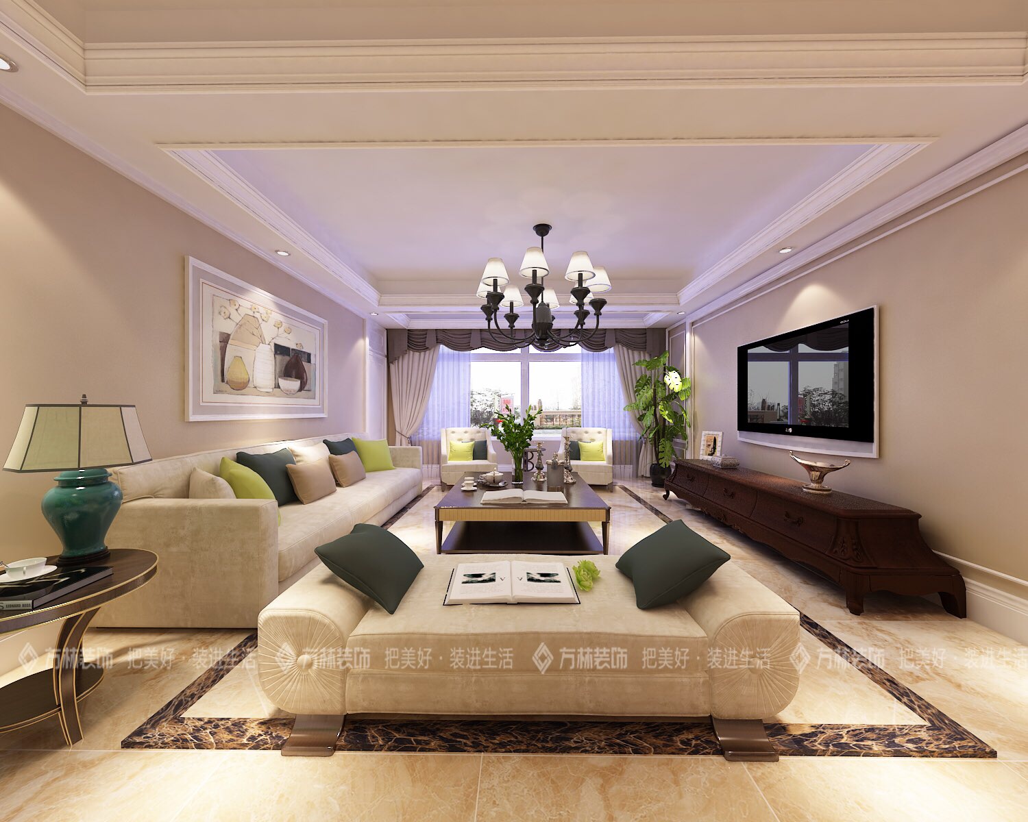 沈阳方林150平米轻奢装修图,沈阳方林风格装修效果图