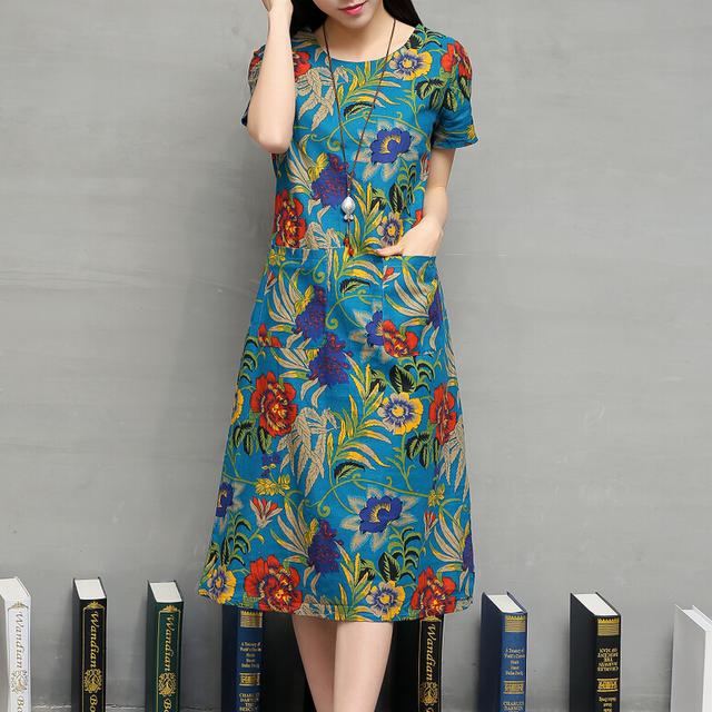 碎花棉麻连衣裙大码200斤,高档碎花棉麻连衣裙中老年款