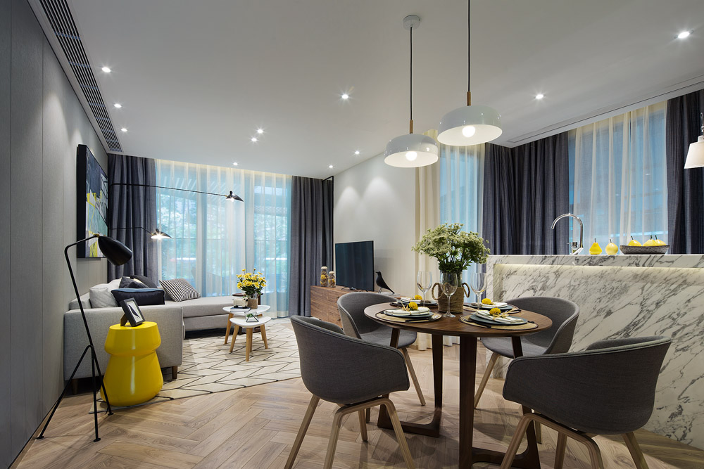 江阴市120平米三室一厅装修轻奢风,江阴102平米欧式装修风格