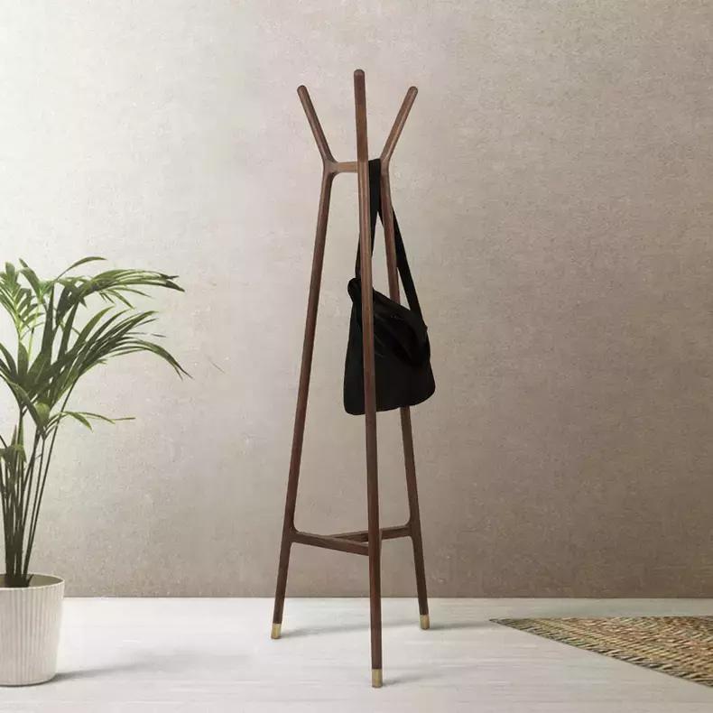 实木衣帽架摆放效果图,实木家用落地式衣帽架超强收纳