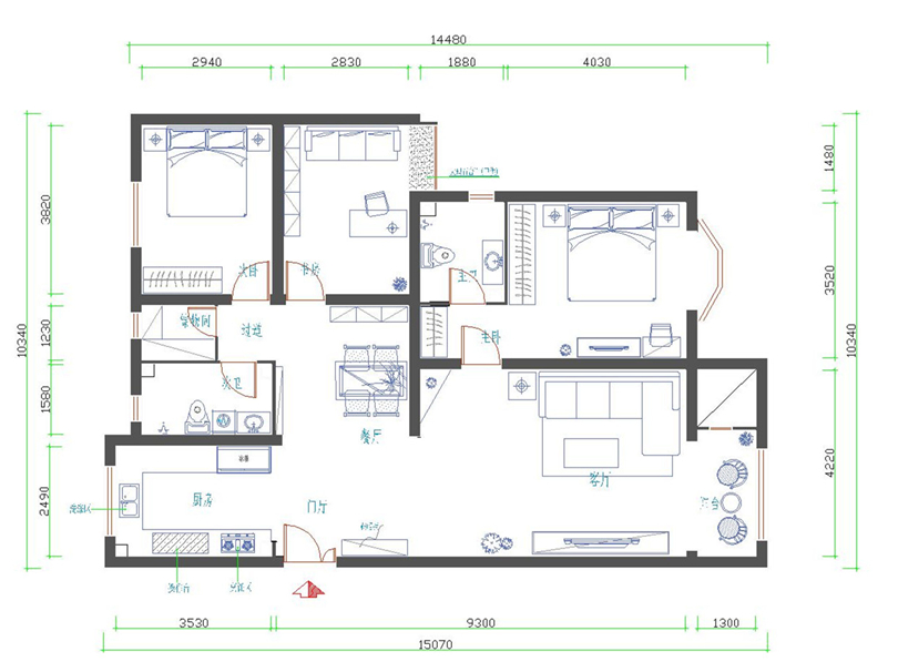 100平简约风装修经典案例,108轻奢简约风装修全屋效果图