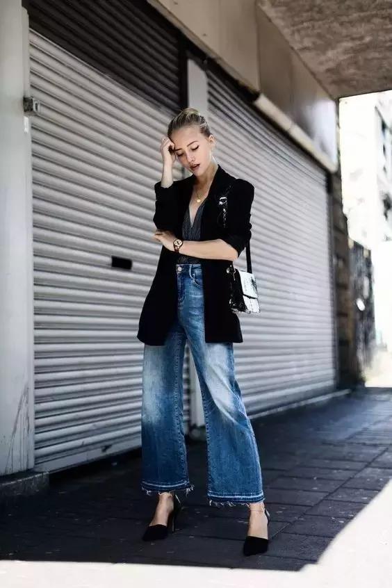 阔腿裤女款九分秋冬,九分灰色西装秋冬阔腿裤