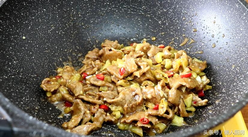 野山椒炒牛肉末的做法,湘菜野山椒香菜牛肉做法