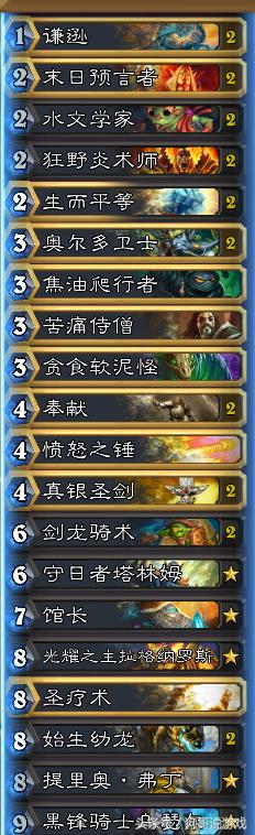 没有了鱼人骑我们的乌瑟尔就要孤寂了吗?慢速圣骑士卡组依旧强力