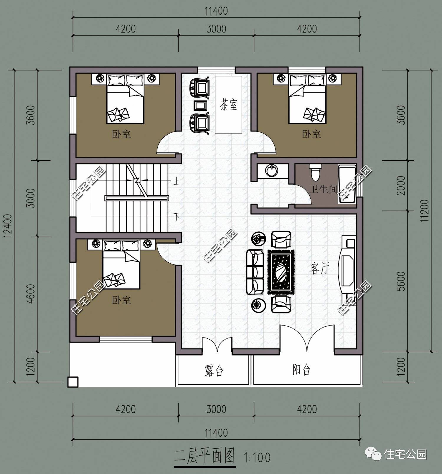 13*7米二层别墅,开间13米进深10米的二层半别墅