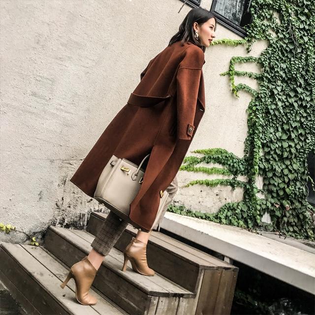 秋冬呢子大衣穿搭高个子,秋冬纯色毛呢大衣气质范修身