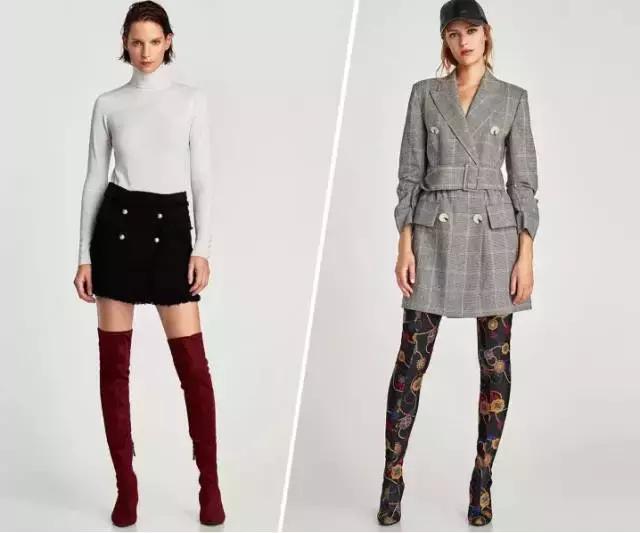 靴子长筒靴过膝搭配,过膝超长靴子穿搭