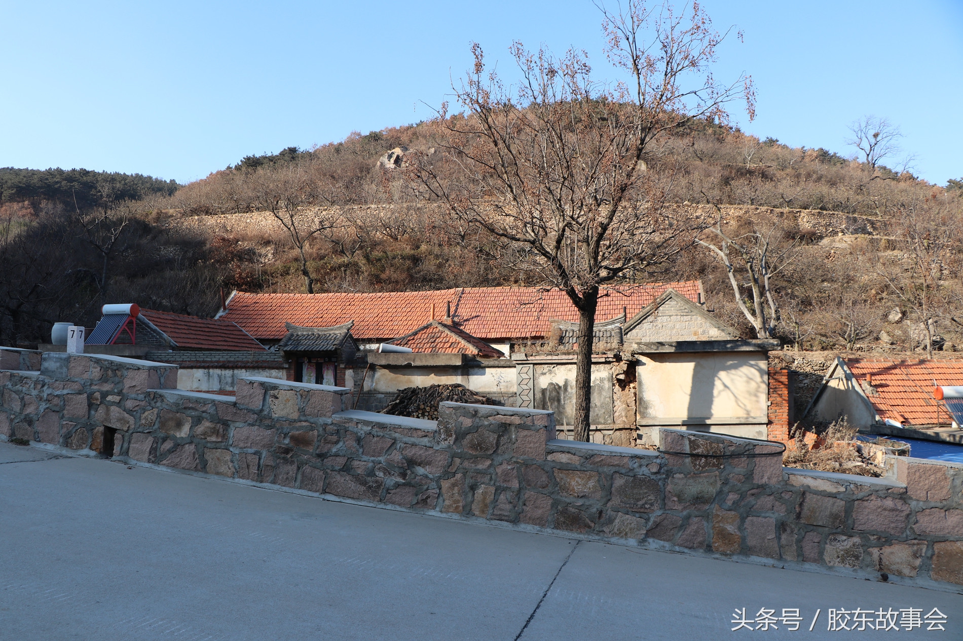 实拍：烟台海阳一个山村的影像，房子建在半山腰上