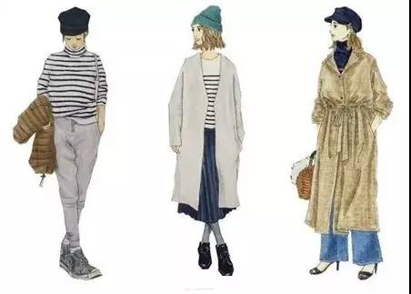 日系手绘风格穿搭,复杂插画简单穿搭