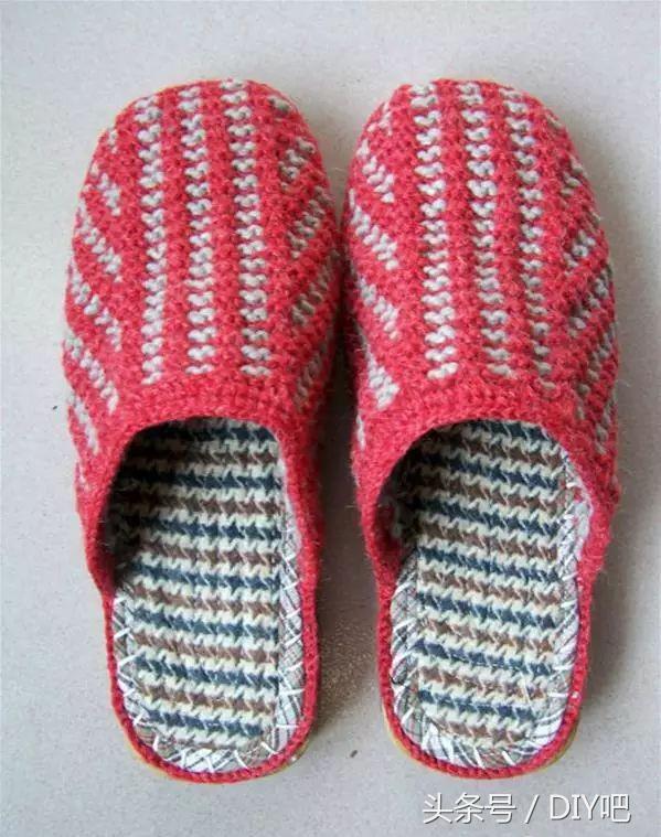 毛线拖鞋棒针编织教程全过程,棒针粗毛线拖鞋编织教程全过程