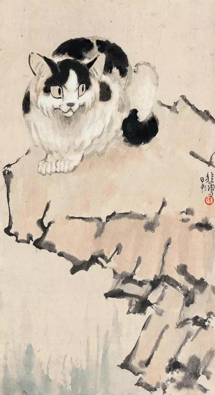 徐悲鸿画猫作品欣赏,徐悲鸿画马谁画鸡