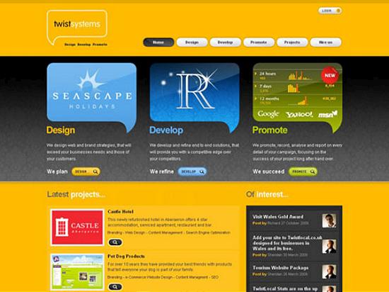 黄色系网页设计图,成都网页颜色设计