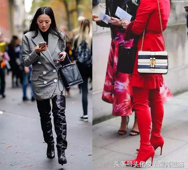 黑色过膝靴搭配抹胸裙,黑色过膝靴搭配图片