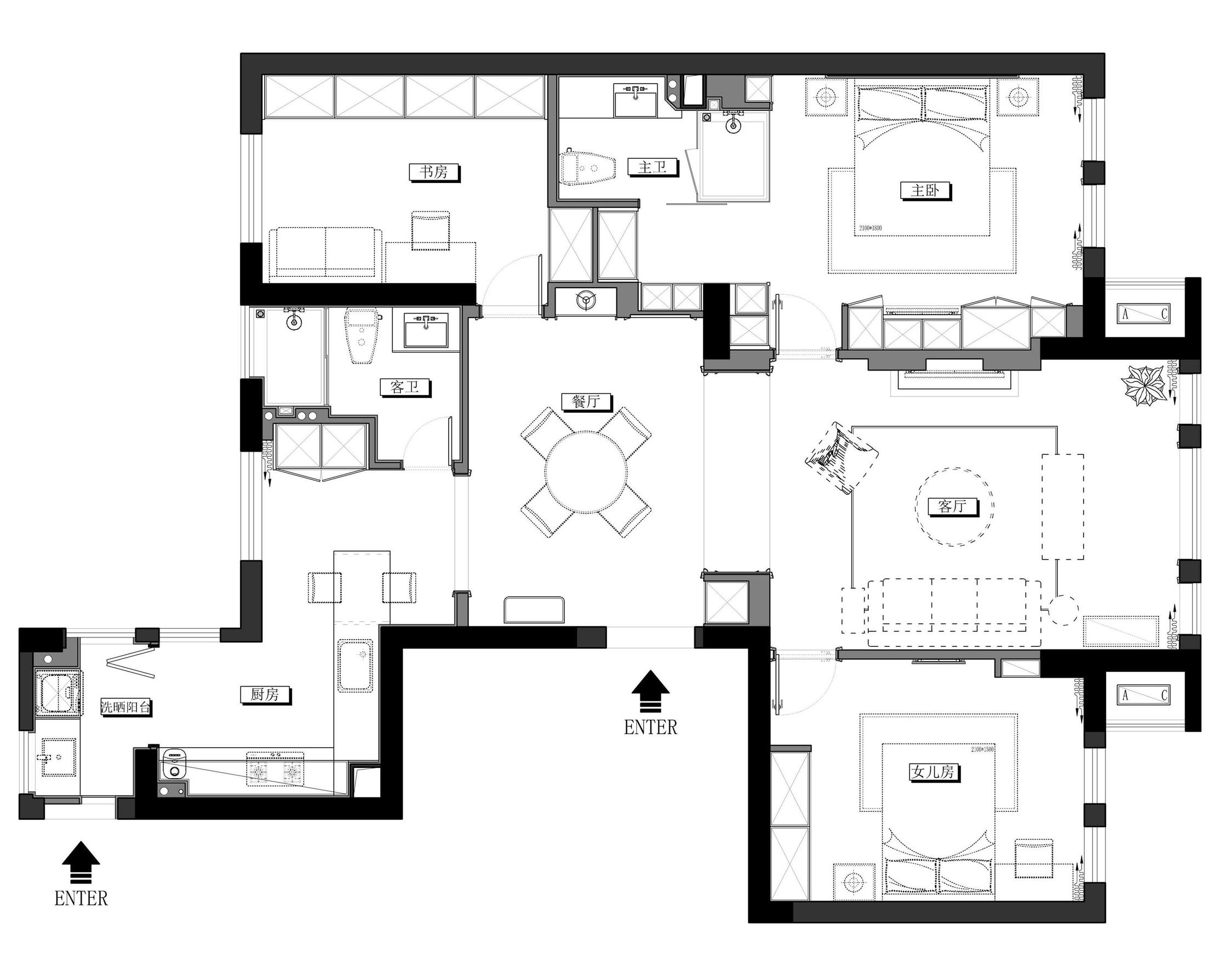 准备10万元装修120平的设计效果图,120平方真实装修