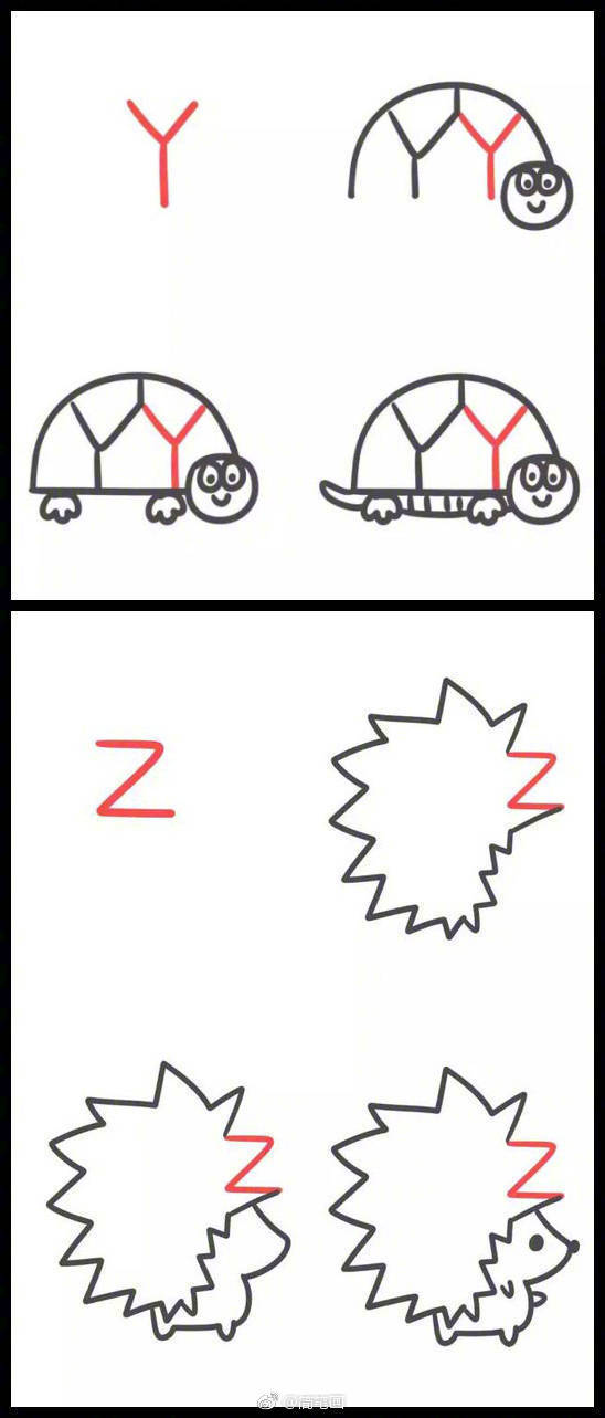 26个英文字母简笔画涂色,26个英文字母简笔画升级版收藏