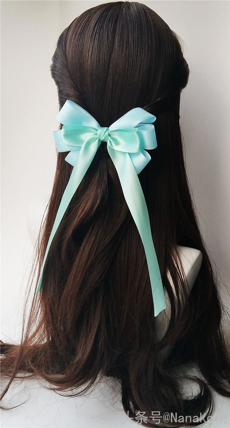 手作蝴蝶结做法,法式温柔气质缎面蝴蝶结飘带发夹