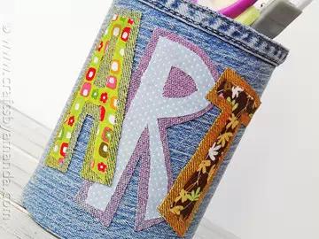 旧物改造牛仔裤收纳盒,旧牛仔改造壁挂收纳袋