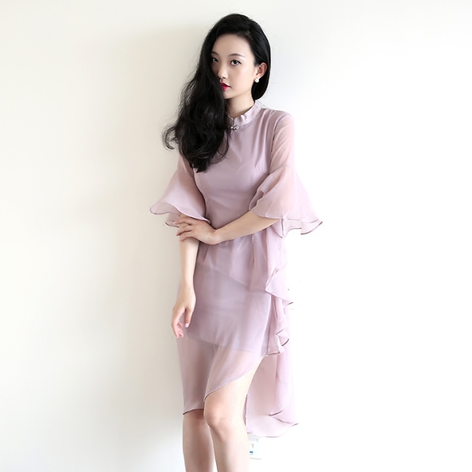 小众高级感长裙雪纺裙,仙气雪纺裙中长款